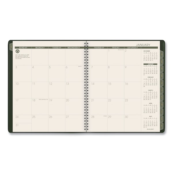 Recycled Monthly Planner, 11 X 9, Green Cover, 13-Month: Jan 2025 To Jan 2026